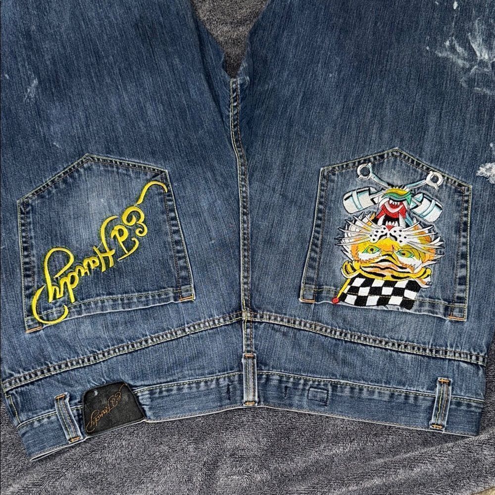 Stylish Blue Denim Jeans with Patchwork - Picture 7 of 13